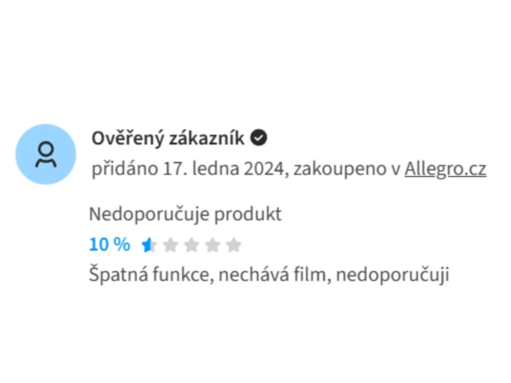 Hodnocení na portálu heureka.cz Hodnocení na portálu heureka.cz