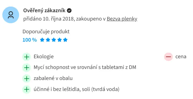 Hodnocení na portálu heureka.cz Hodnocení na portálu heureka.cz