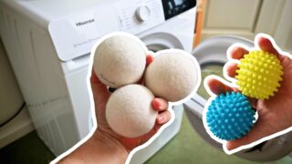 Sušička s&nbsp;vlněnými a&nbsp;gumovými koulemi (TEST 2024): Dobu sušení nezkrátily ani jedny