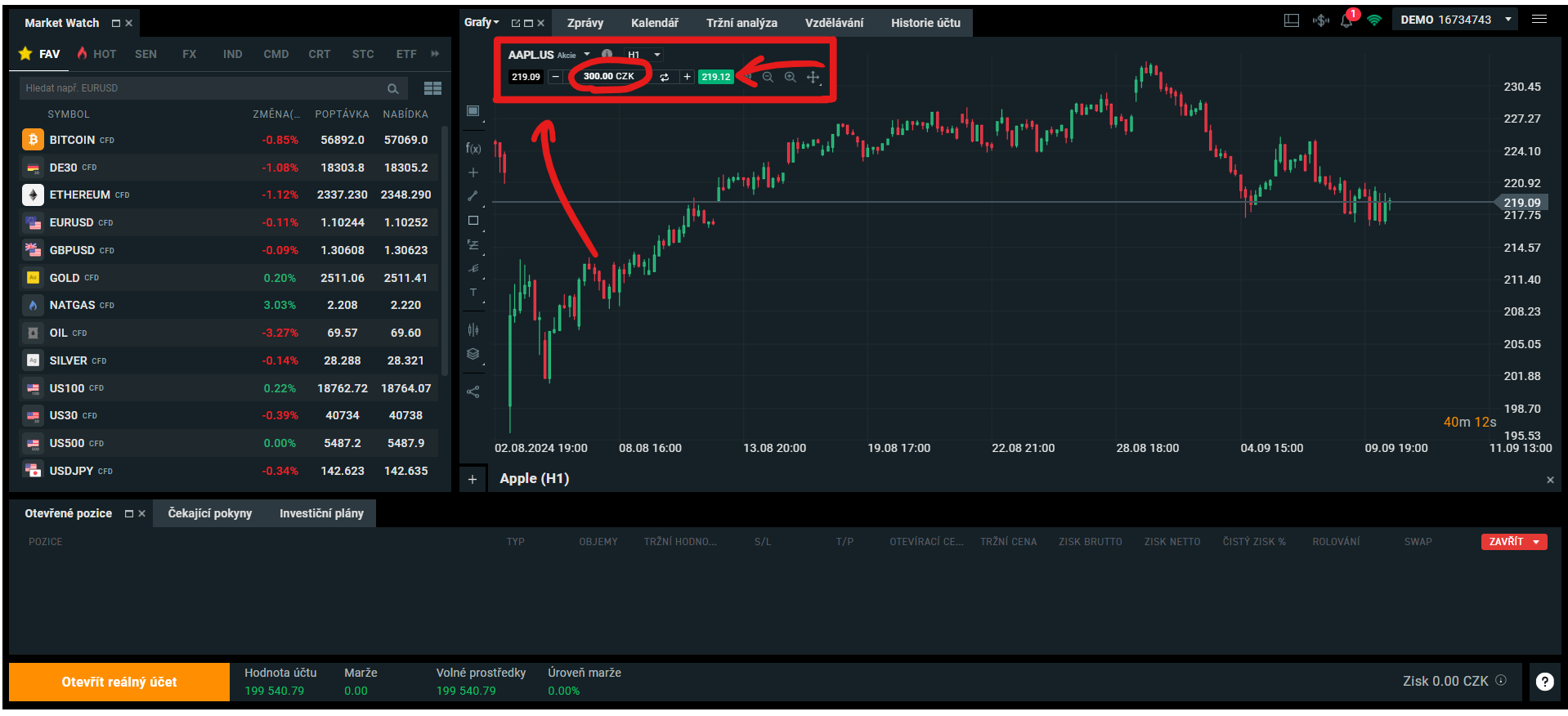 Zadejte požadovanou částku a klikněte na zelené tlačítko