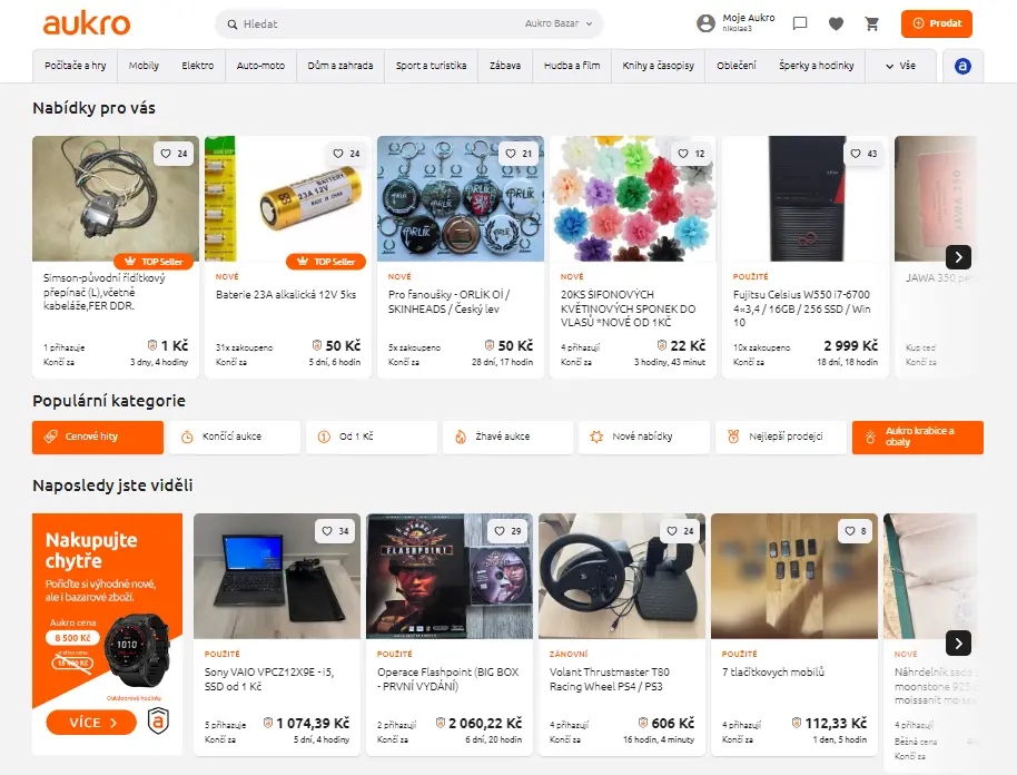 Aukro Bazar web Aukro Bazar web