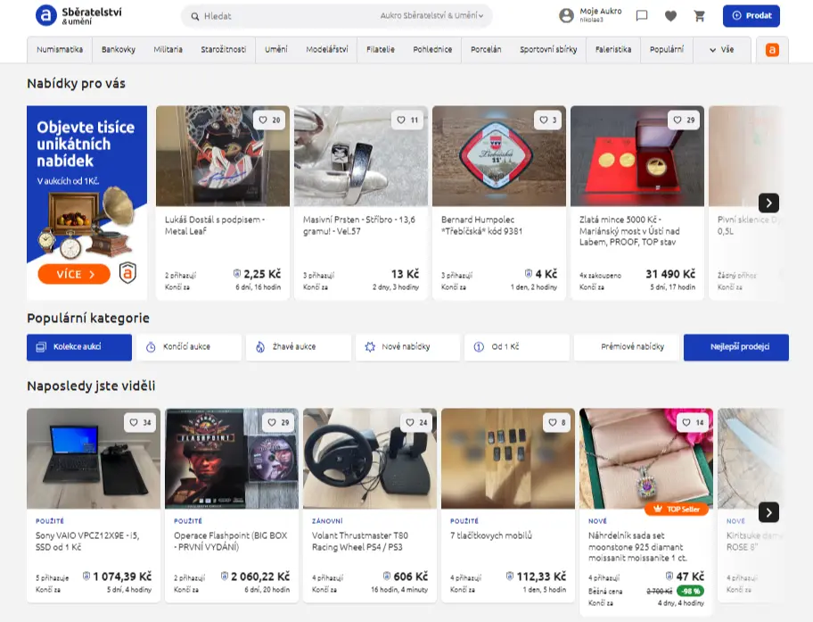 Aukro Sběratelství & Umění web Aukro Sběratelství & Umění web