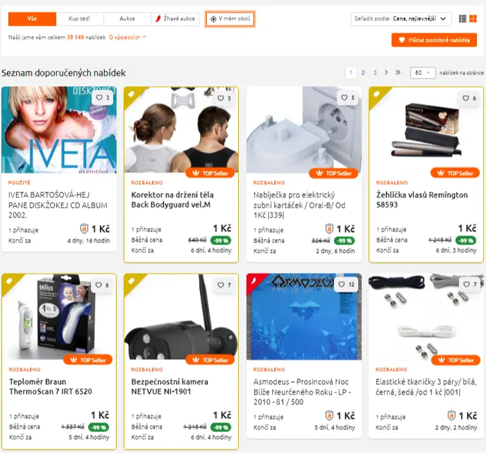 Kategorie od 1 Kč Kategorie od 1 Kč