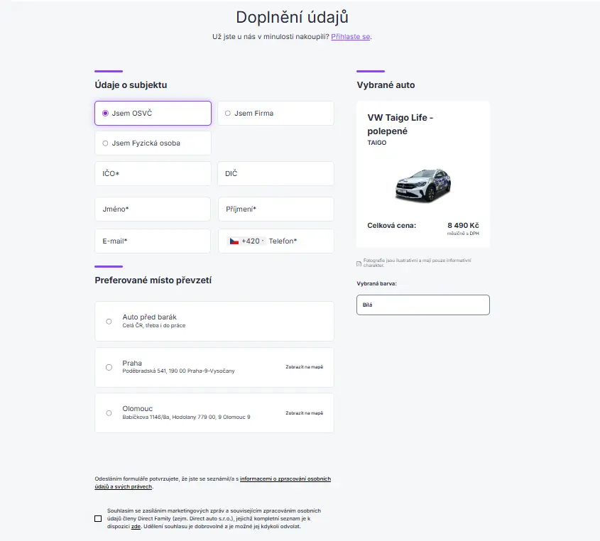 Před dokončením rezervace vyplníte své údaje Před dokončením rezervace vyplníte své údaje