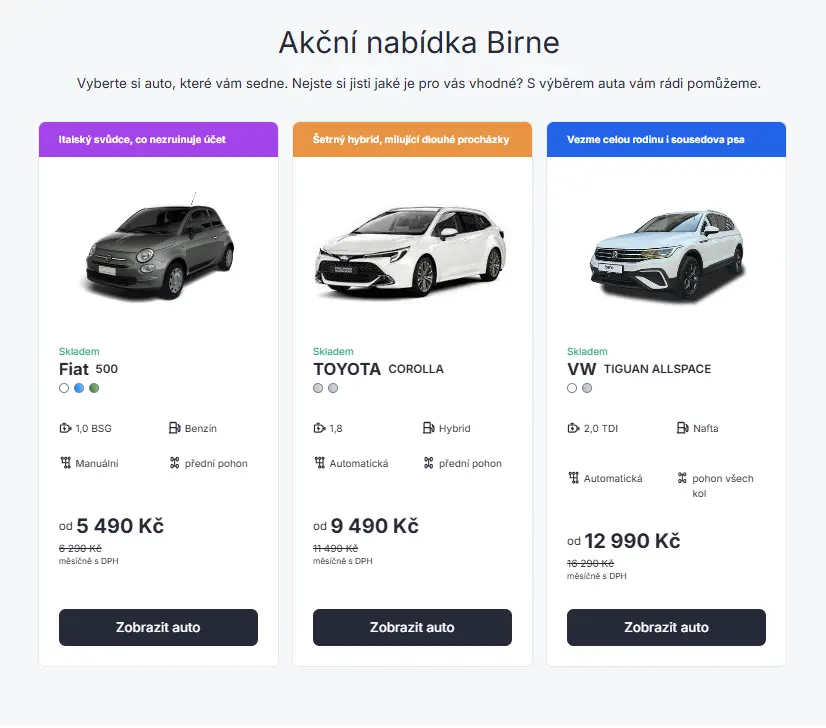 Vybírat můžete menší automobily i SUV Vybírat můžete menší automobily i SUV