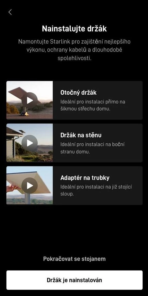 Vyberte zda máte stojan nebo držák Vyberte zda máte stojan nebo držák
