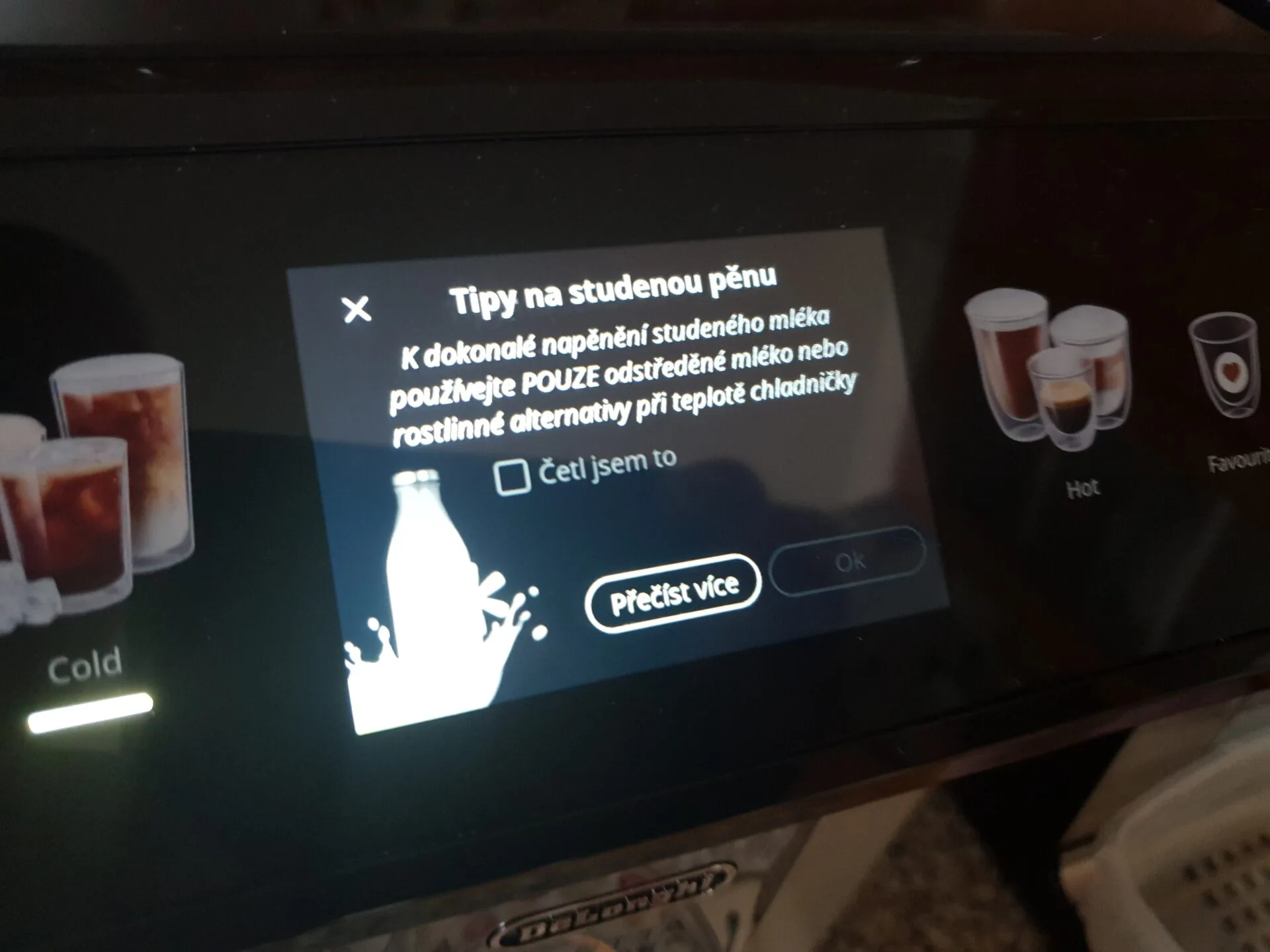 Po přečtení můžete tipy u De'Longhi Eletta Explore skrýt Tipy na studenou pěnu 2