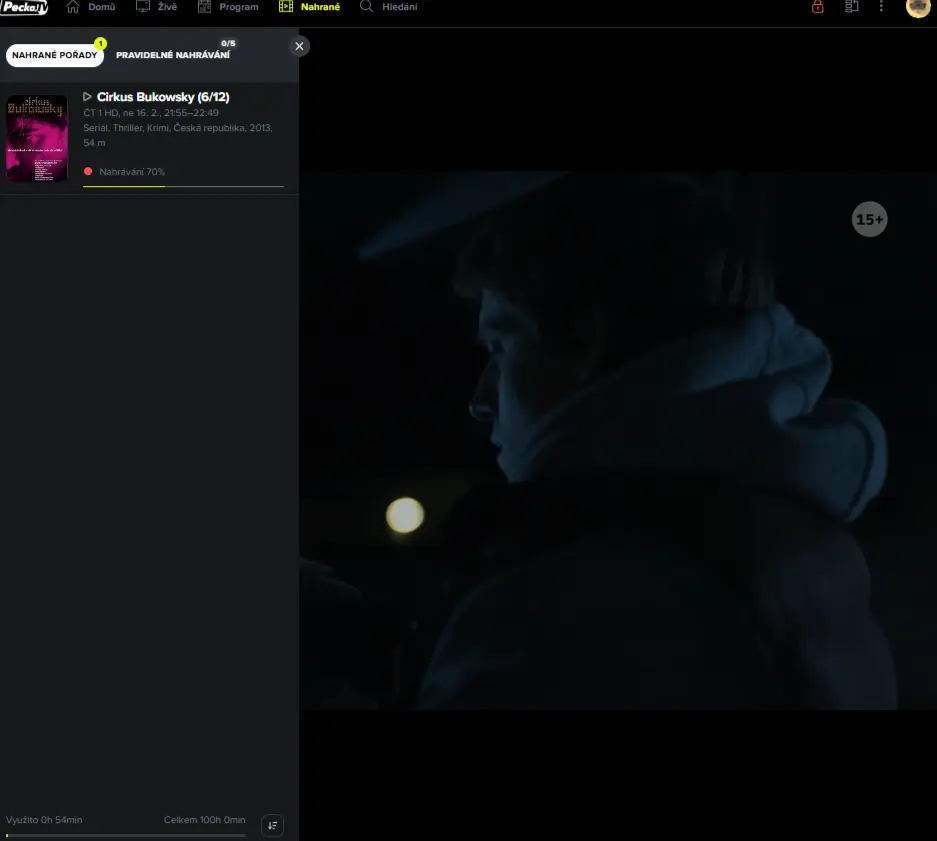 Funkce nahrávání Pecka.TV Funkce nahrávání Pecka.TV