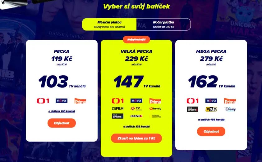 Ceník balíčků Pecka.TV Ceník balíčků Pecka.TV