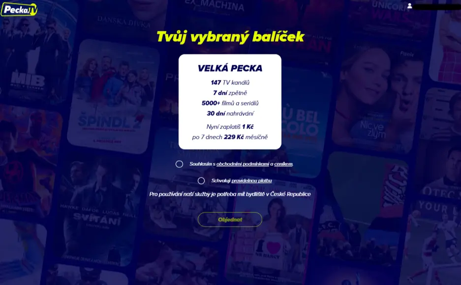 Výběr balíčku Pecka.TV Výběr balíčku Pecka.TV