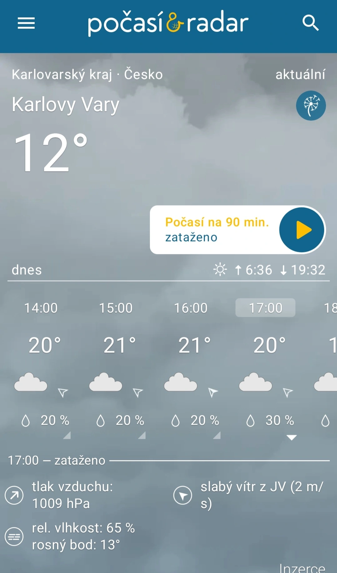 Počasí a Radar Karlovy Vary