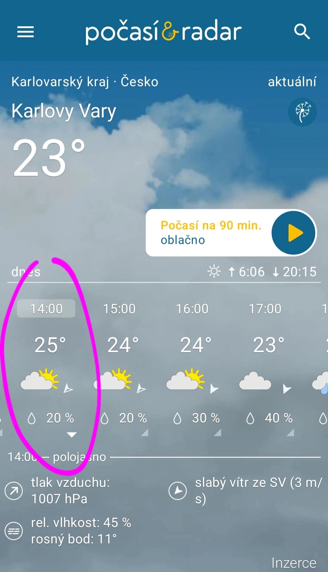 Počasí & Radar Karlovy Vary