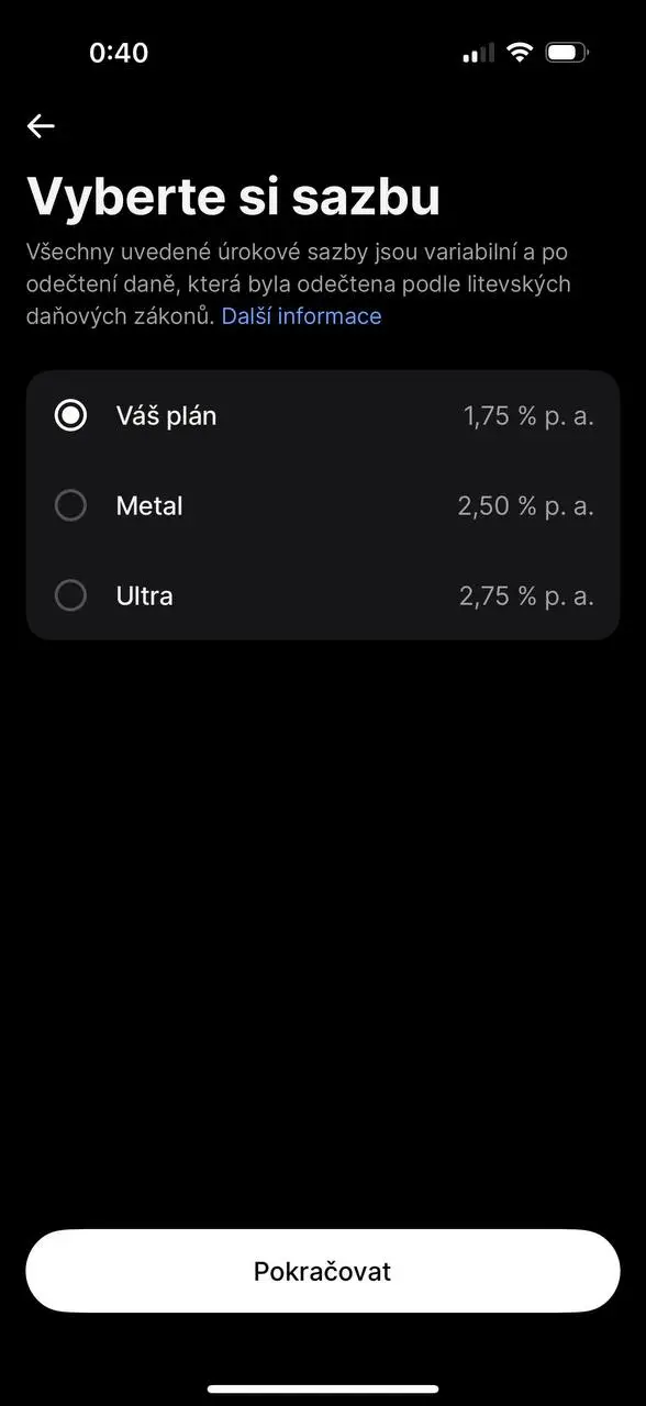 Dostupné úrokové sazby