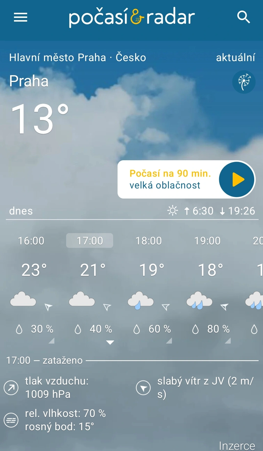 Počasí a Radar Praha