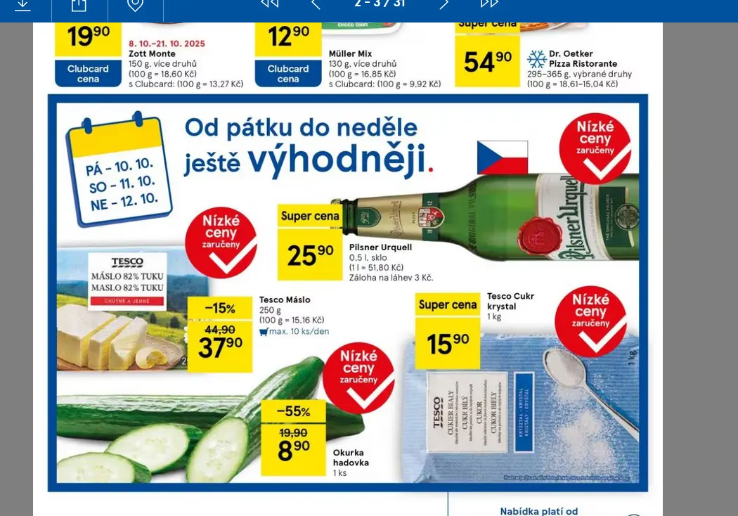 Máslo v akci v obchodech Tesco