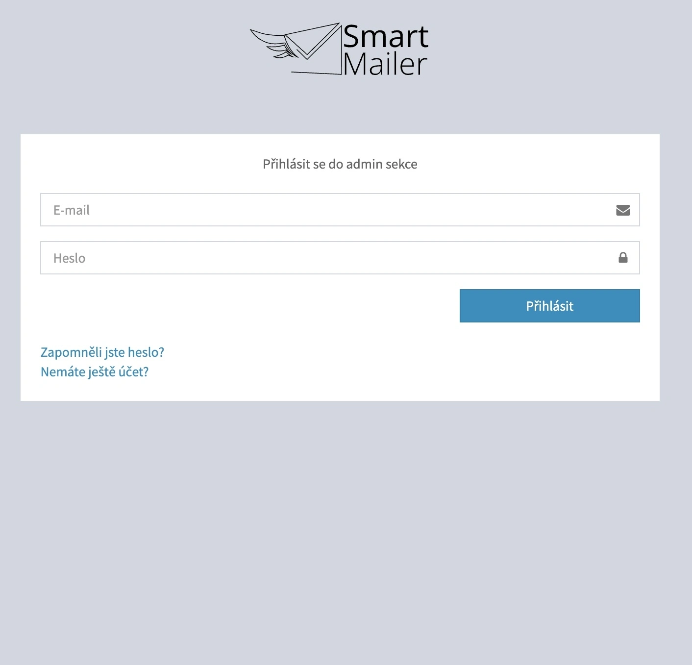 Přihlašovací stránka do administrace SmartMailer Přihlašovací stránka do administrace SmartMailer
