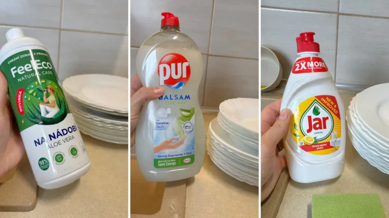 Nejlepší prostředky na mytí nádobí (Test 2026): Eko produkt porazil Jar, zvítězil Pur