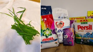 Test pracích prášků na skvrny od trávy (2026): Denkmit z&nbsp;dm jako jediný zcela obstál, porazil i&nbsp;velké značky
