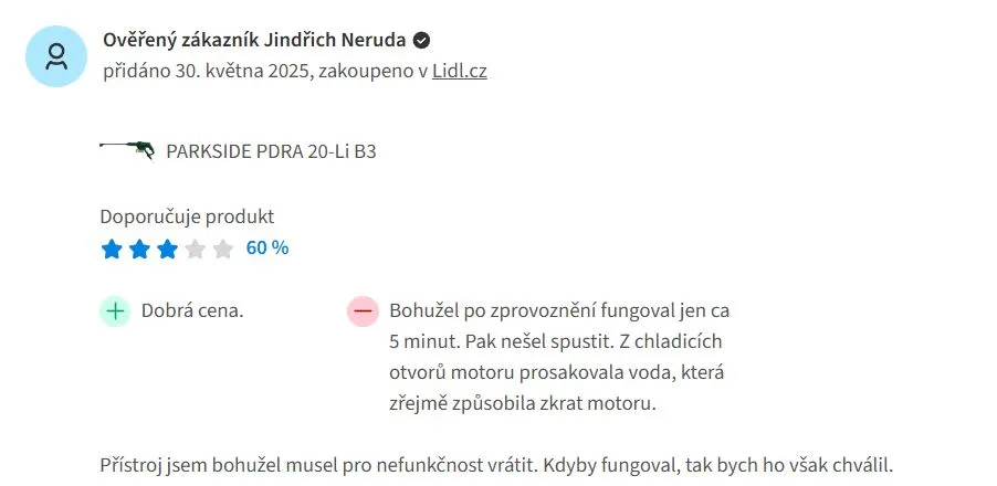 Recenze od zákazníka