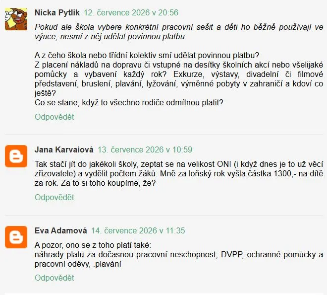 reakce na pedagogické info
