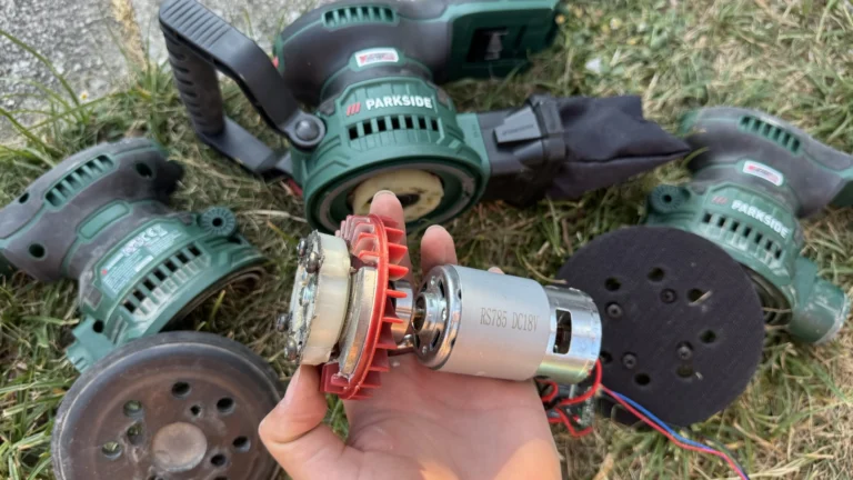Bruska Parkside se mi porouchala, tak jsem ji rozebrala: Poškozený ventilátor uvnitř, DeWalt řeší uchycení unašeče jinak