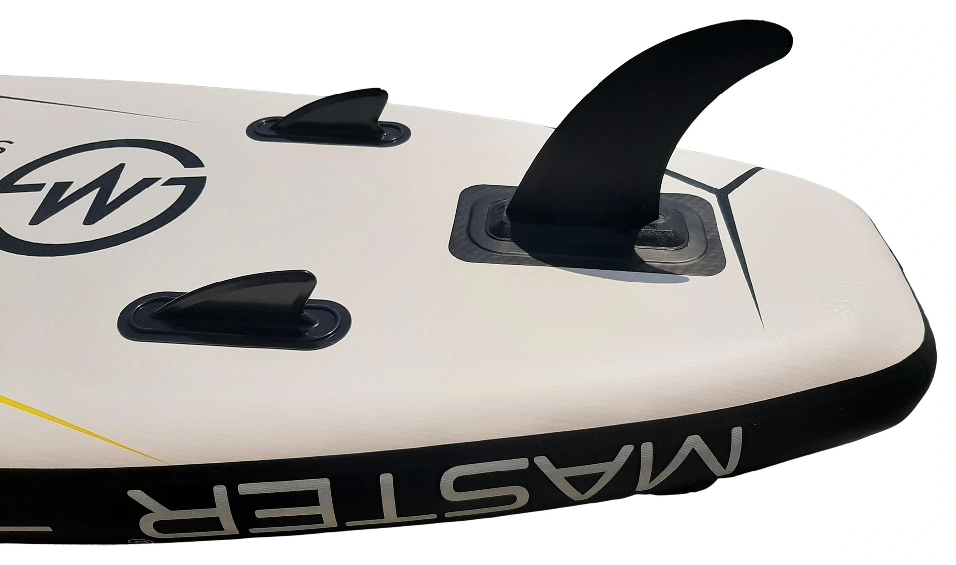 Spodní strana paddleboardu Master Aqua Sturgeon se třemi ploutvemi