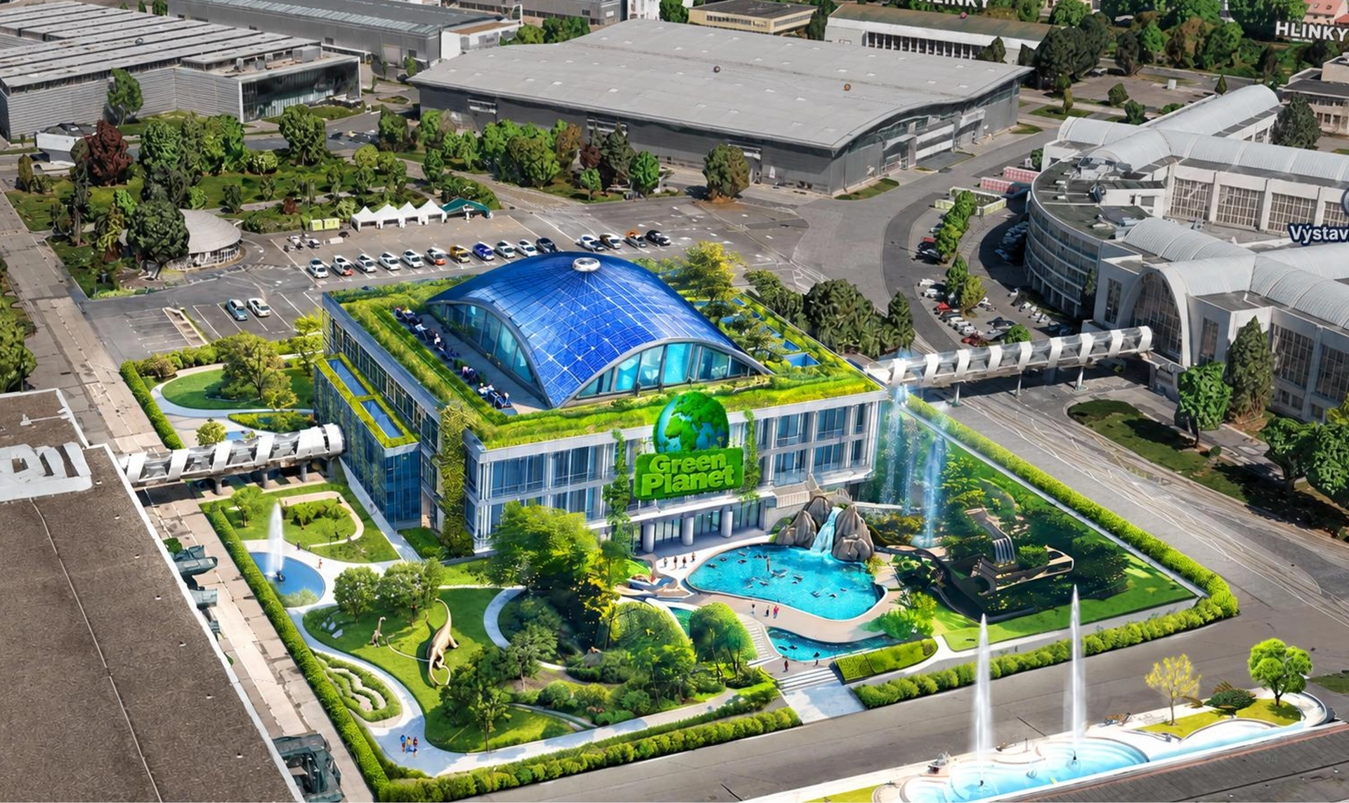 Vizualizace budovy Green Planet na brněnském výstavišti