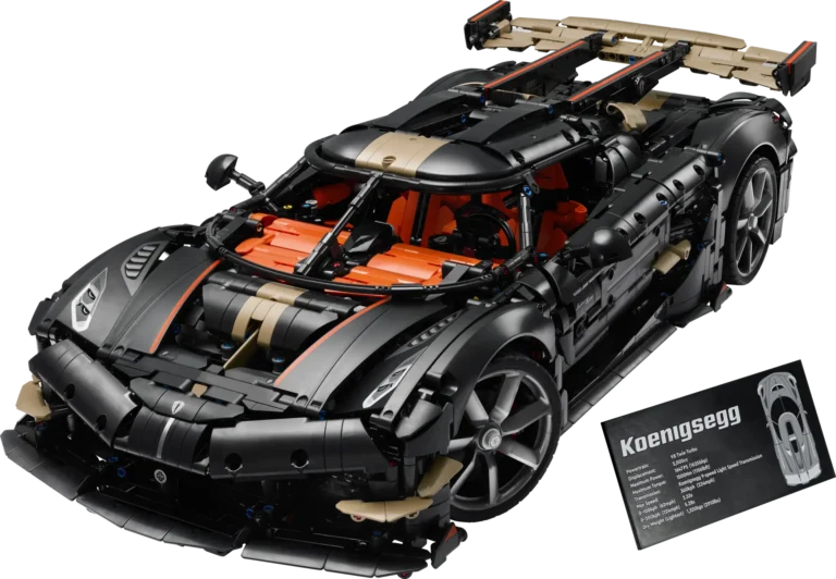 LEGO Technic 42232 Megacar Koenigsegg Sadair's Spear s informační cedulkou